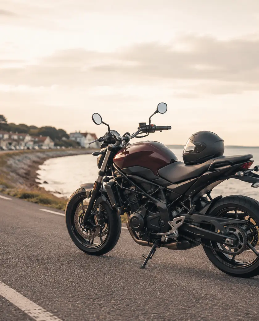 Foto: motorcykel parkeret ved kystvej