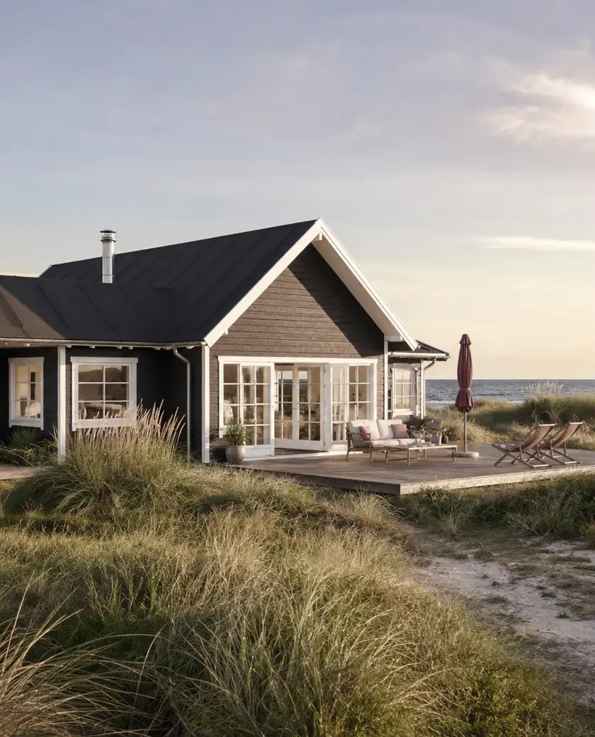 Foto: dansk sommerhus ved klitter